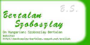 bertalan szoboszlay business card